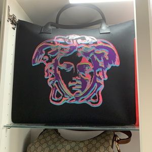 Versace Medusa black tote - calf leather handles.